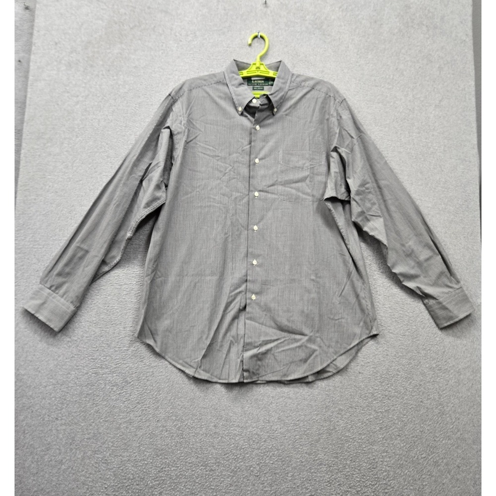 Lauren Ralph Lauren Men Button Up Shirt 16.5 34/35 Black Striped Long Sleeve
